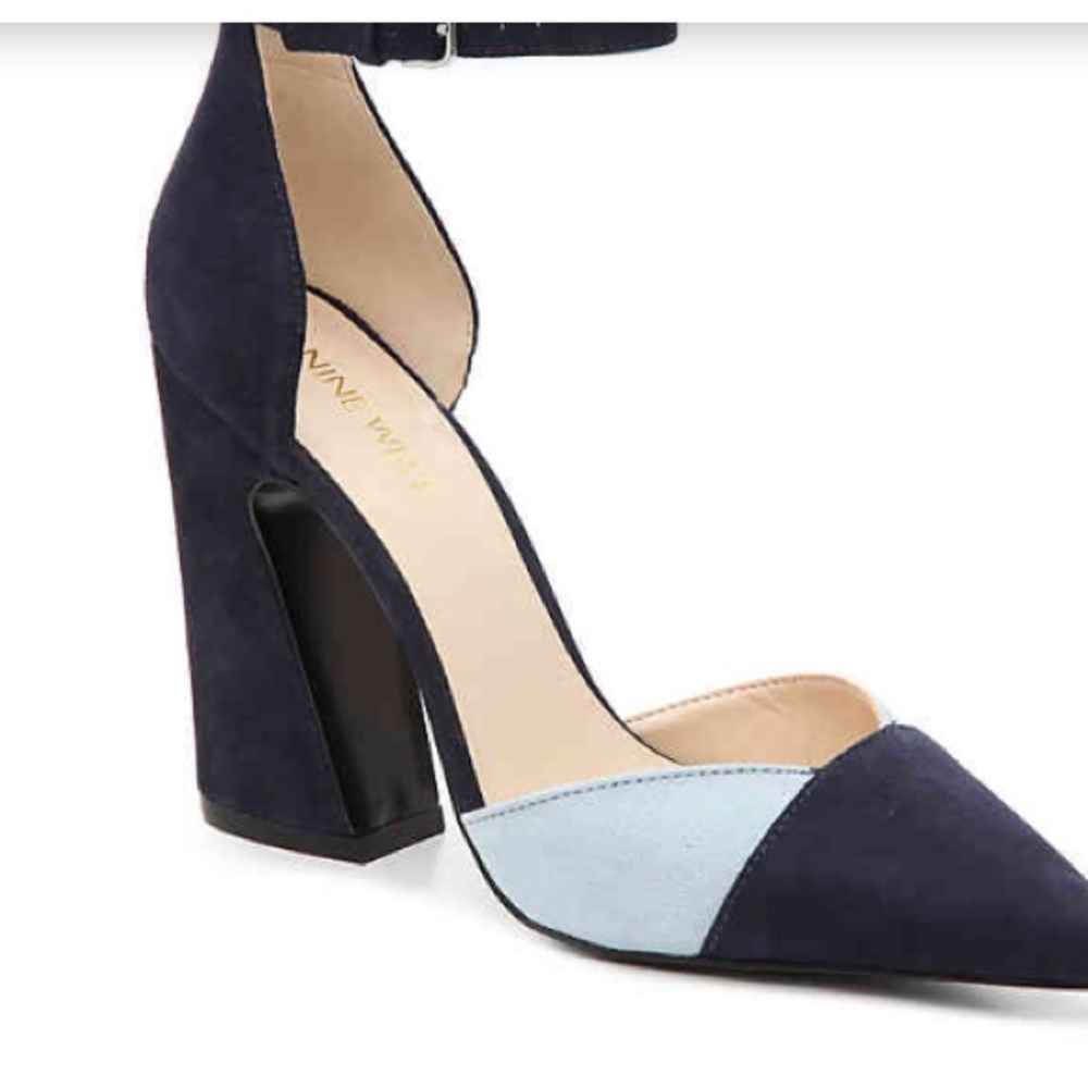 NWOB Nine West blue color block heel size 7.5